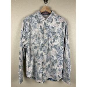 Tommy Bahama Mens Shirt Cotton Tropical Leaves Hawaiian Button Front